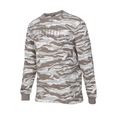 Puma Pullover Sweatshirt Letter Logo Print Elephant Grey 855053-38