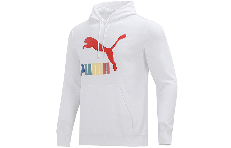 Puma Pullover Sweatshirt White with Colorblock Logo Print 535290-02