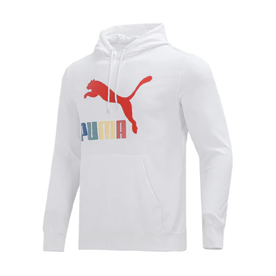 Puma Pullover Sweatshirt White with Colorblock Logo Print 535290-02