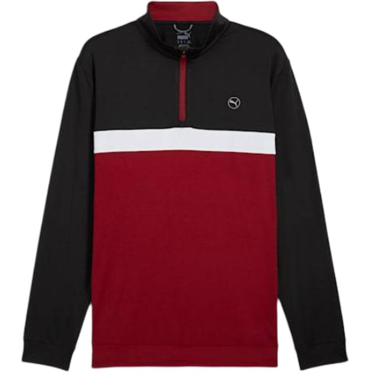 Puma Pure Colorblock Sweatshirt Black-Red Stretch Warm Moisture-Wicking 625888-10