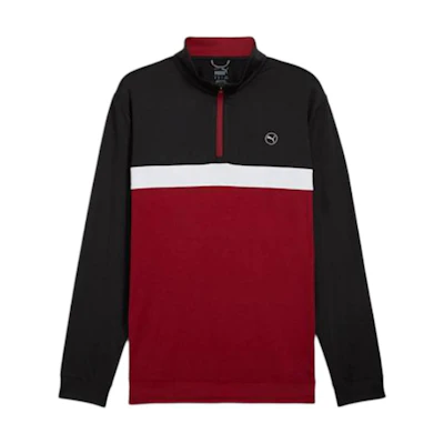 Puma Pure Colorblock Sweatshirt Black-Red Stretch Warm Moisture-Wicking 625888-10