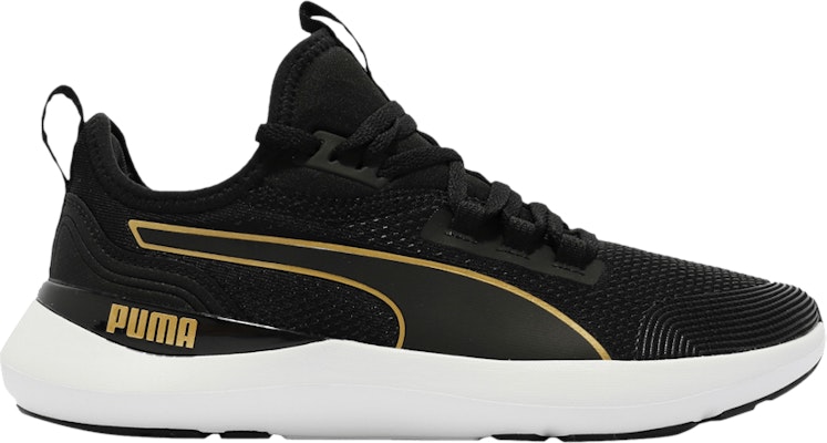 Puma gold and black 2025 shoes