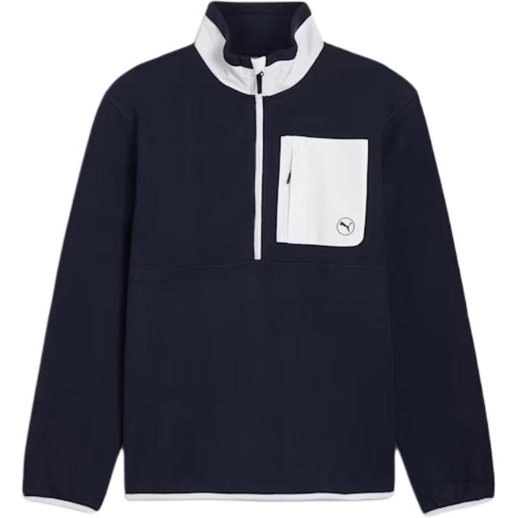 Puma Quarter-Zip Fleece Golf Top Deep Navy/White 628407-01
