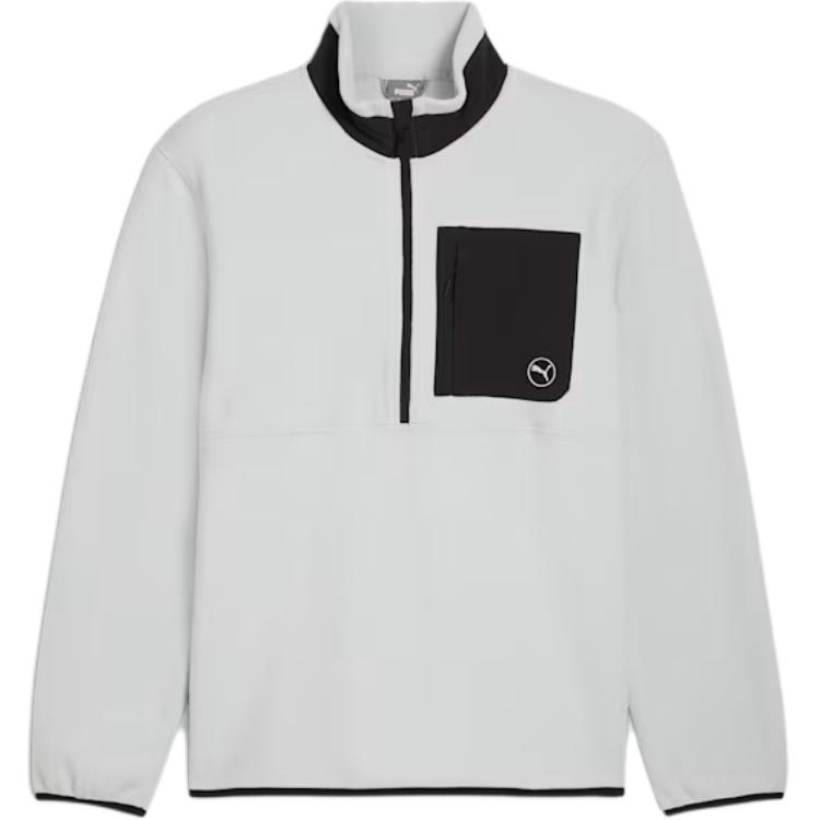 Puma Quarter-Zip Fleece Golf Top Gray Long-Sleeve Pullover Sweater 628407-02