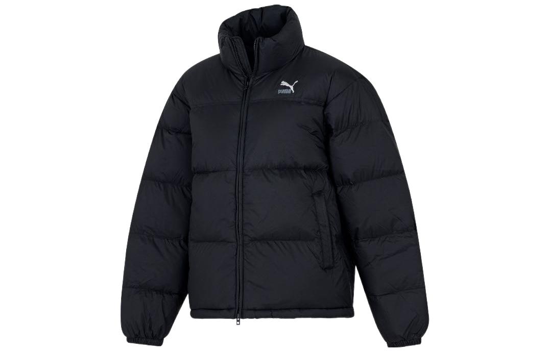 PUMA Quilted Logo Embroidered Stand Collar Zip Jacket  Black. 933442-01