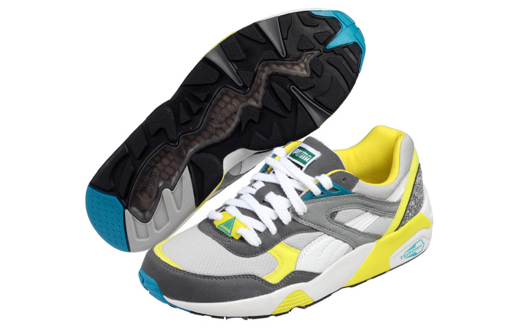 Shop Puma R698 Trinomic 輕便透氣休閒運動鞋 灰黃