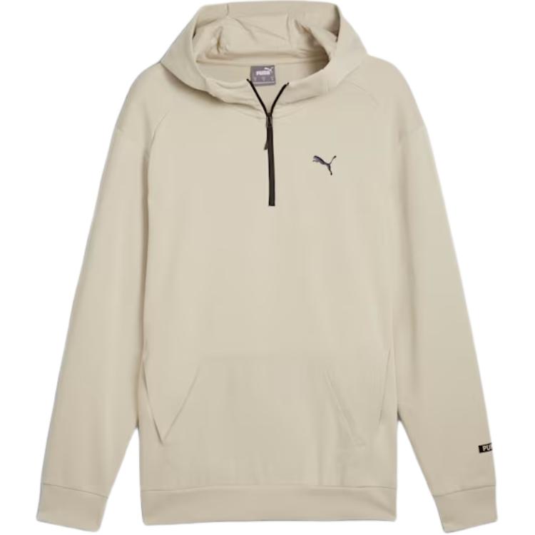 Puma RAD/CAL Khaki Half-Zip Solid Color Hooded Sweatshirt 681620-68