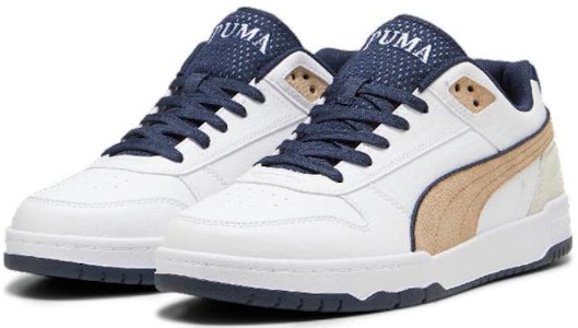 푸마 RBD 게임 로우 레트로 클럽 스니커즈 '화이트 블랙 골드' 395075-01 Lookbook 푸마 RBD 게임 로우 레트로 클럽 스니커즈 '화이트 블랙 골드' 395075-01