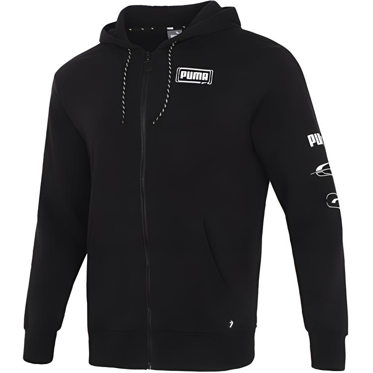Puma Rebel Black Casual Sports Knit Hoodie Jacket 588848-01
