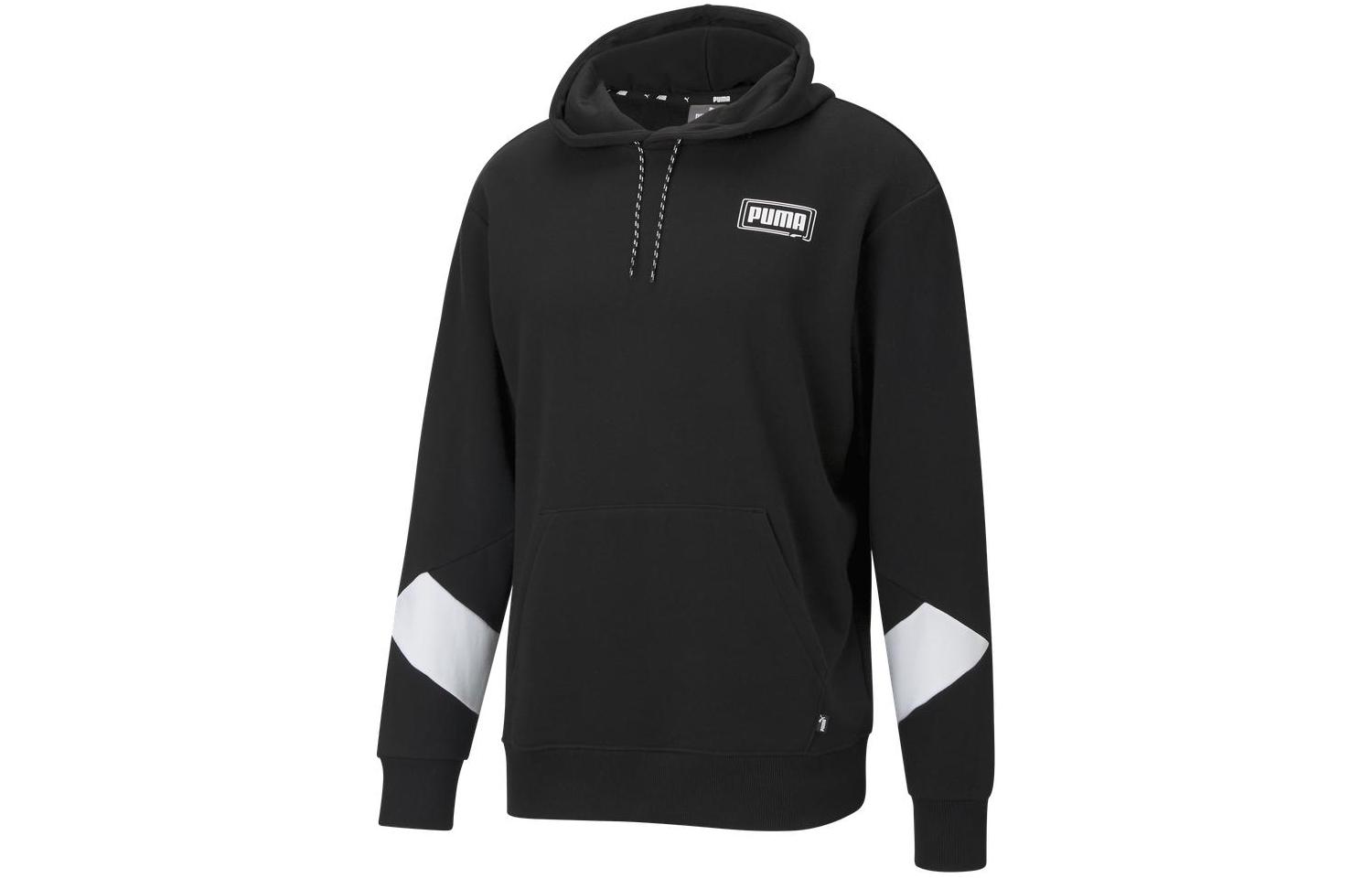 Puma Rebel Black Graphic Hoodie with Drawstring and Long Sleeves 588868-01