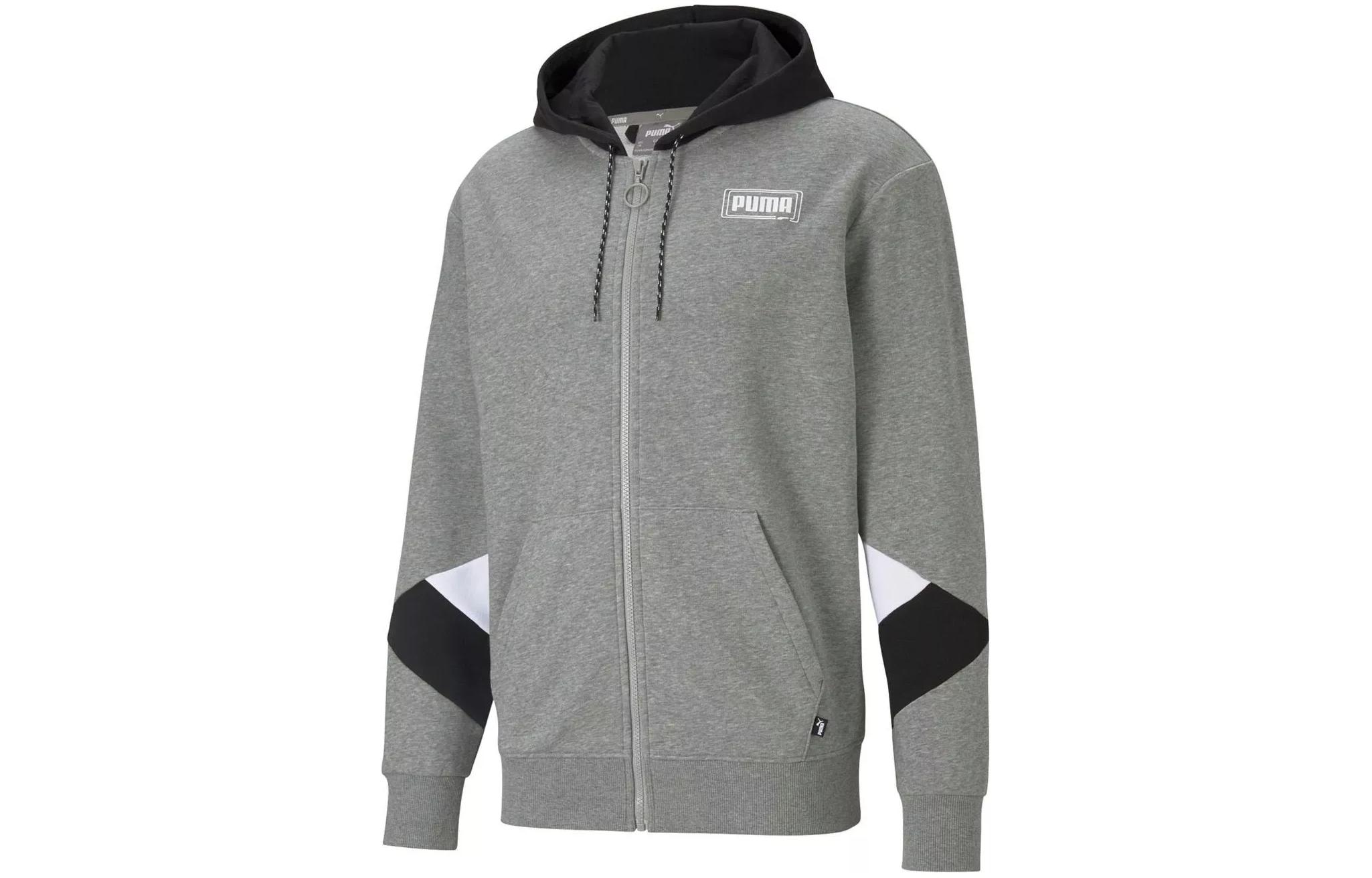 Puma Rebel FZ Hoodie Full-Zip Gray Heather Sportswear 585744-03