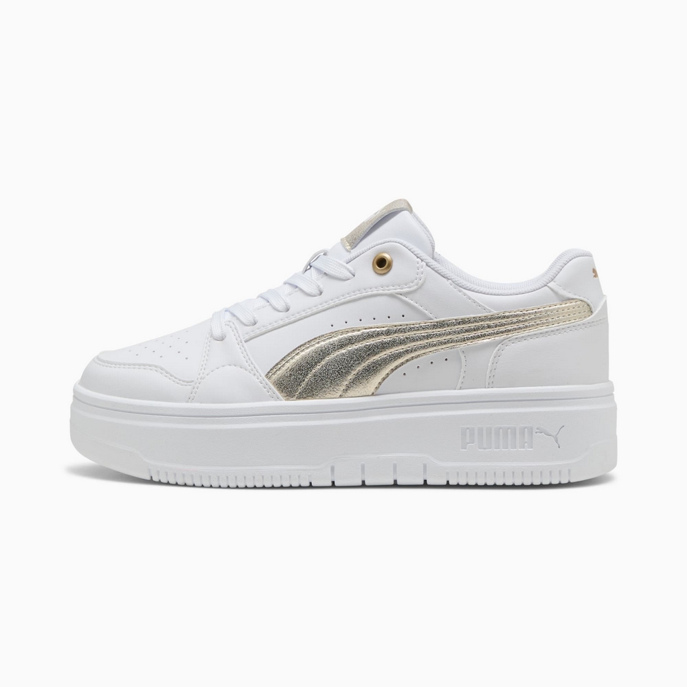 Puma Rebound Femme Low Metallic White Casual Shoes 40606301