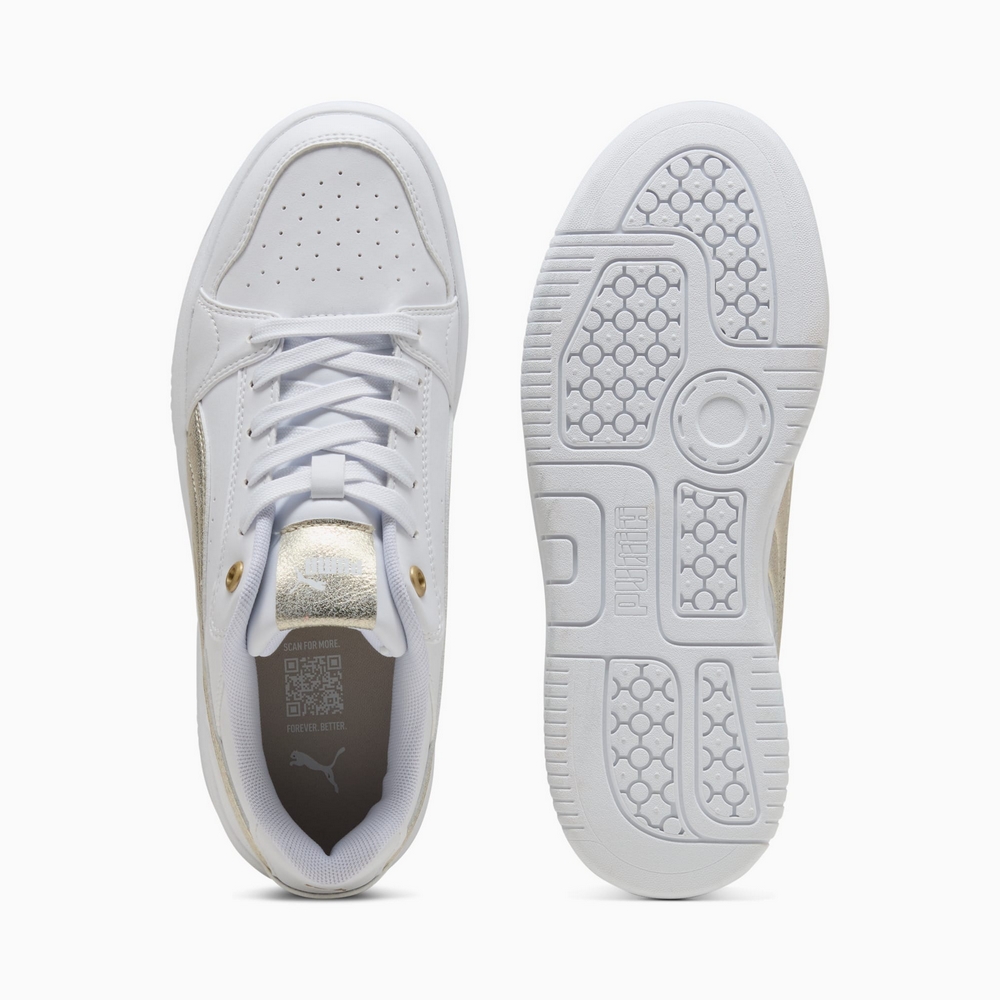 Shop Puma Rebound Femme Low Metallic White Casual Shoes 40606301