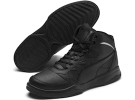 PUMA REBOUND 季後賽 中筒 復古籃球鞋 男款 黑白 Lookbook PUMA REBOUND 季後賽 中筒 復古籃球鞋 男款 黑白