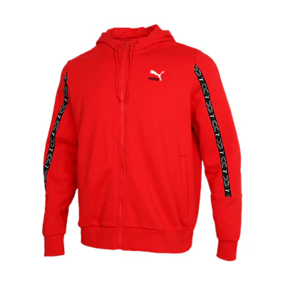 Puma Red Casual Sports Hoodie Jacket with Stripe Design 531071-11