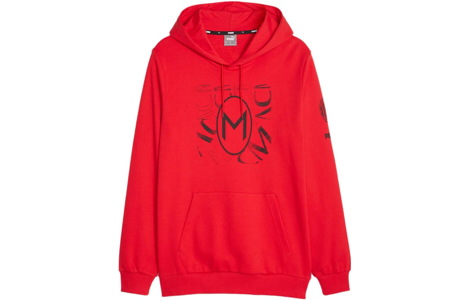Puma Red Hoodie with Letter Print in Loose Fit and Long Sleeves 772316-01