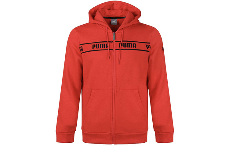 Puma Red Printed Zip-Up Hoodie Jacket Casual Sportswear 580433-11