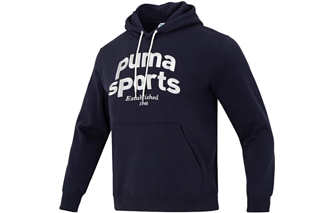 Puma Retro Big Letter Hoodie Navy Blue Casual Vintage Sweatshirt 625313-16