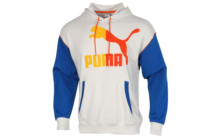 Puma Retro Block Hoodie White - Vintage American Style 530709-05