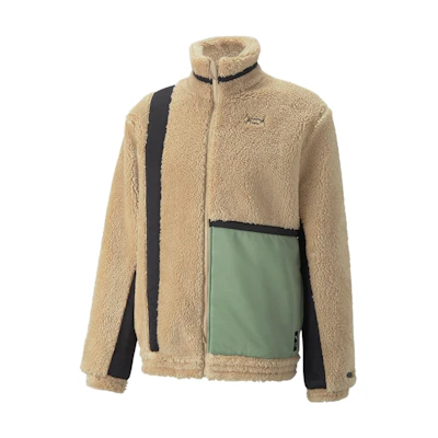 Puma Retro Brown-Green Logo Embroidered Track Jacket for Men 536131-01