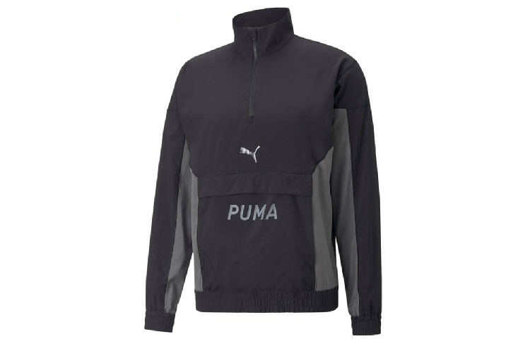 Puma Retro Colorblock Half-Zip Pullover Jacket Dark Gray 522971-01