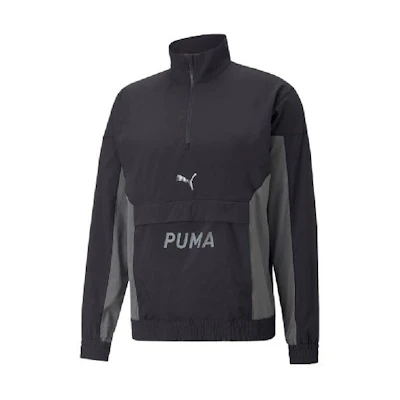 Puma Retro Colorblock Half-Zip Pullover Jacket Dark Gray 522971-01