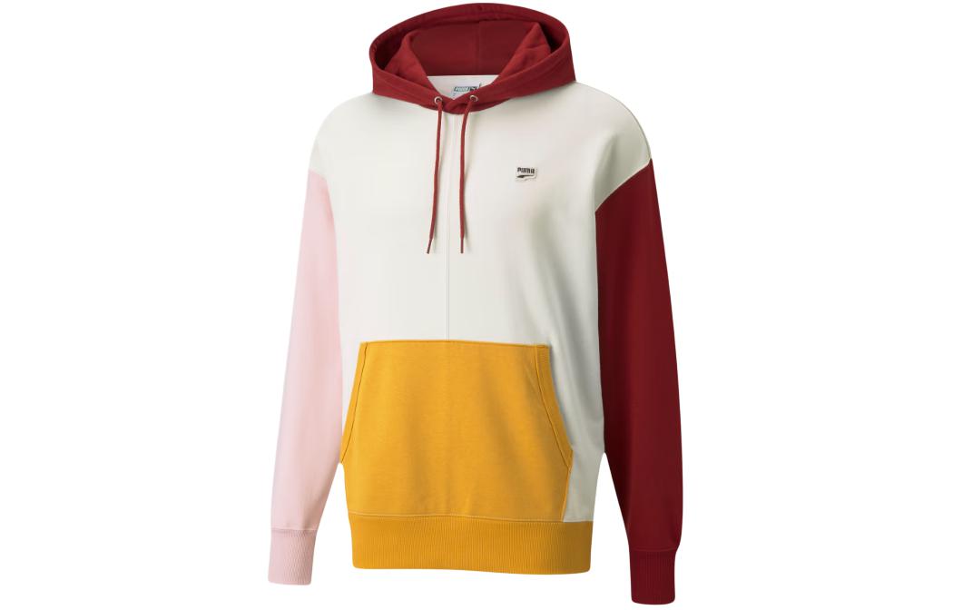 Puma Retro Colorblock Hoodie Beige Mens Long Sleeve Casual Sweater 533040-88