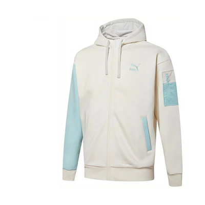 Puma Retro Colorblock Knit Logo Hoodie Jacket White - 534813-93