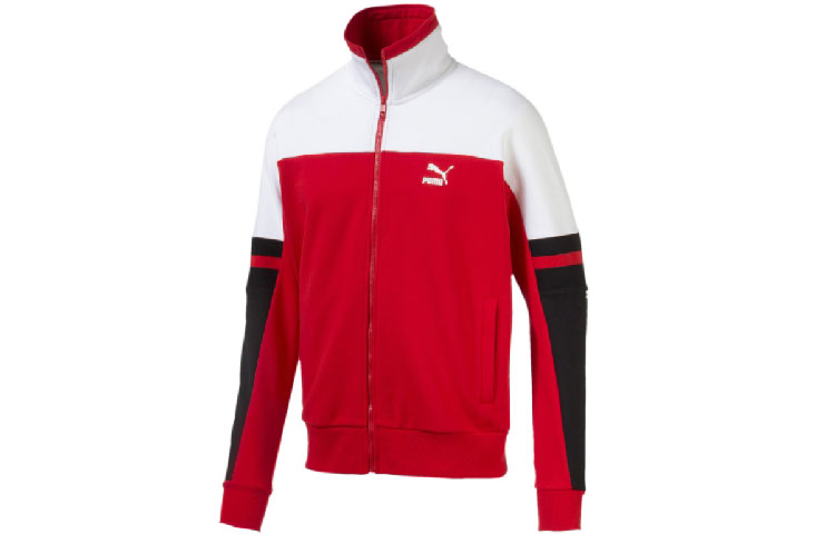 Puma Retro Colorblock Training Jacket Red White Sportstyle Collection 595866-11