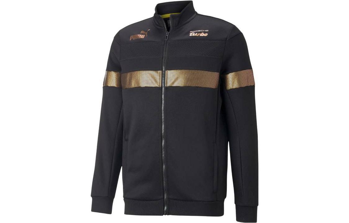 Puma Retro Full-Zip Letter Print Jacket Men’s Black Long-Sleeve Track Top 536423-01