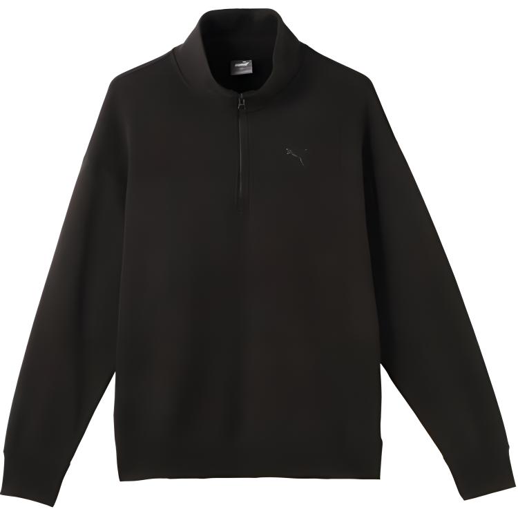 Puma Retro Half-Zip Pullover Fleece Sweatshirt Unisex Black 632293-01
