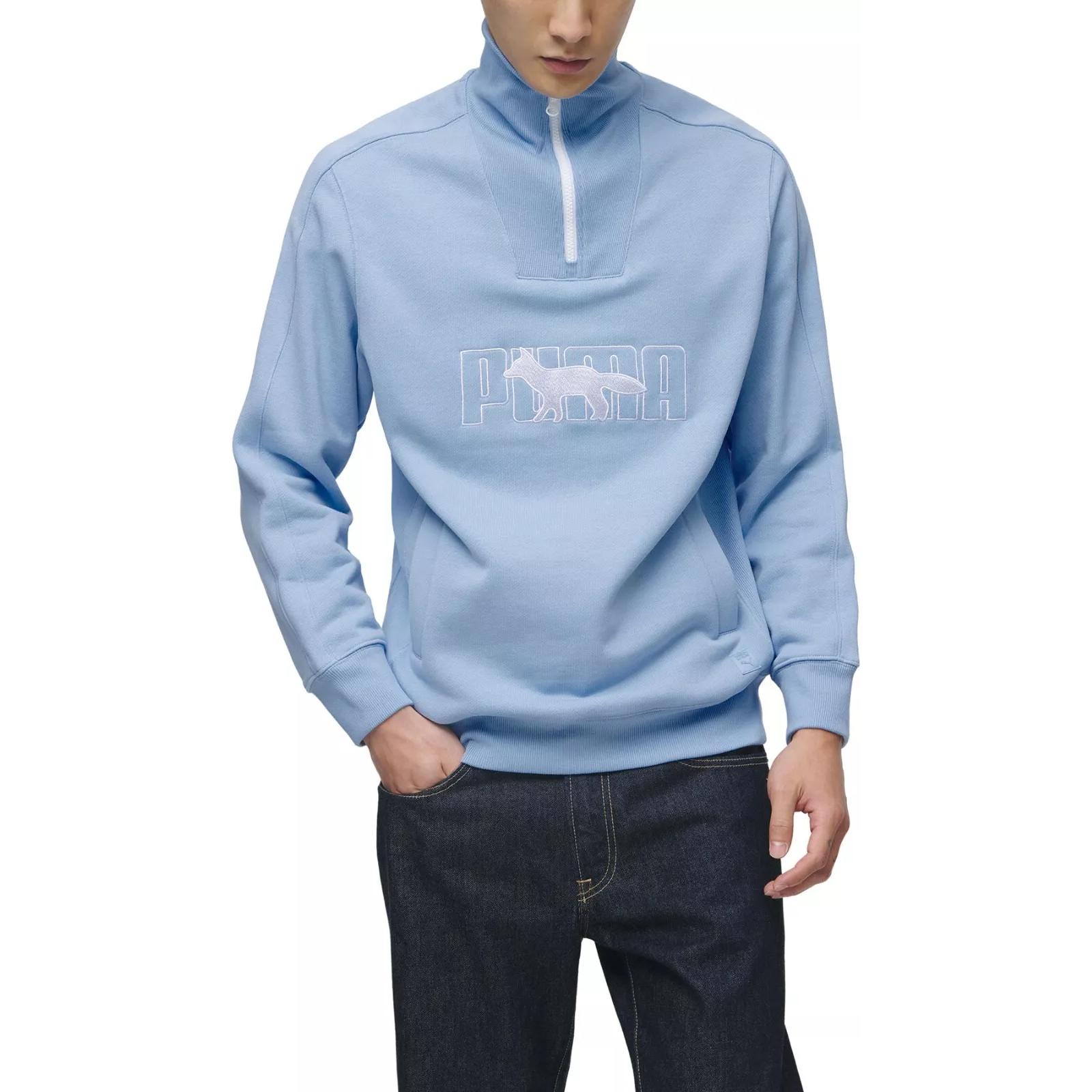 Puma Retro High-Neck Half-Zip Sweatshirt Light Blue Unisex 532322-92
