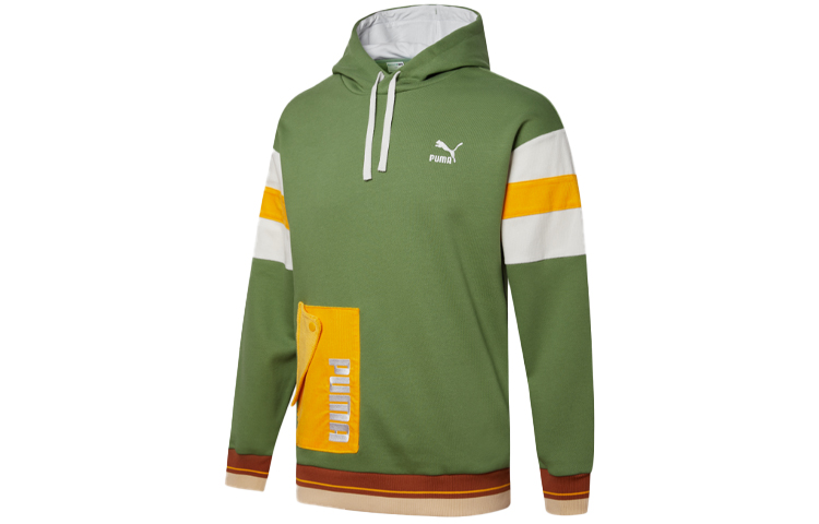 Puma Retro Hoodie Embroidered Logo Two-Tone Green Sportswear 534679-67