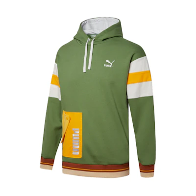 Puma Retro Hoodie Embroidered Logo Two-Tone Green Sportswear 534679-67