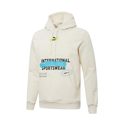 Puma Retro Hoodie with Logo Print in Ivory White 536305-65