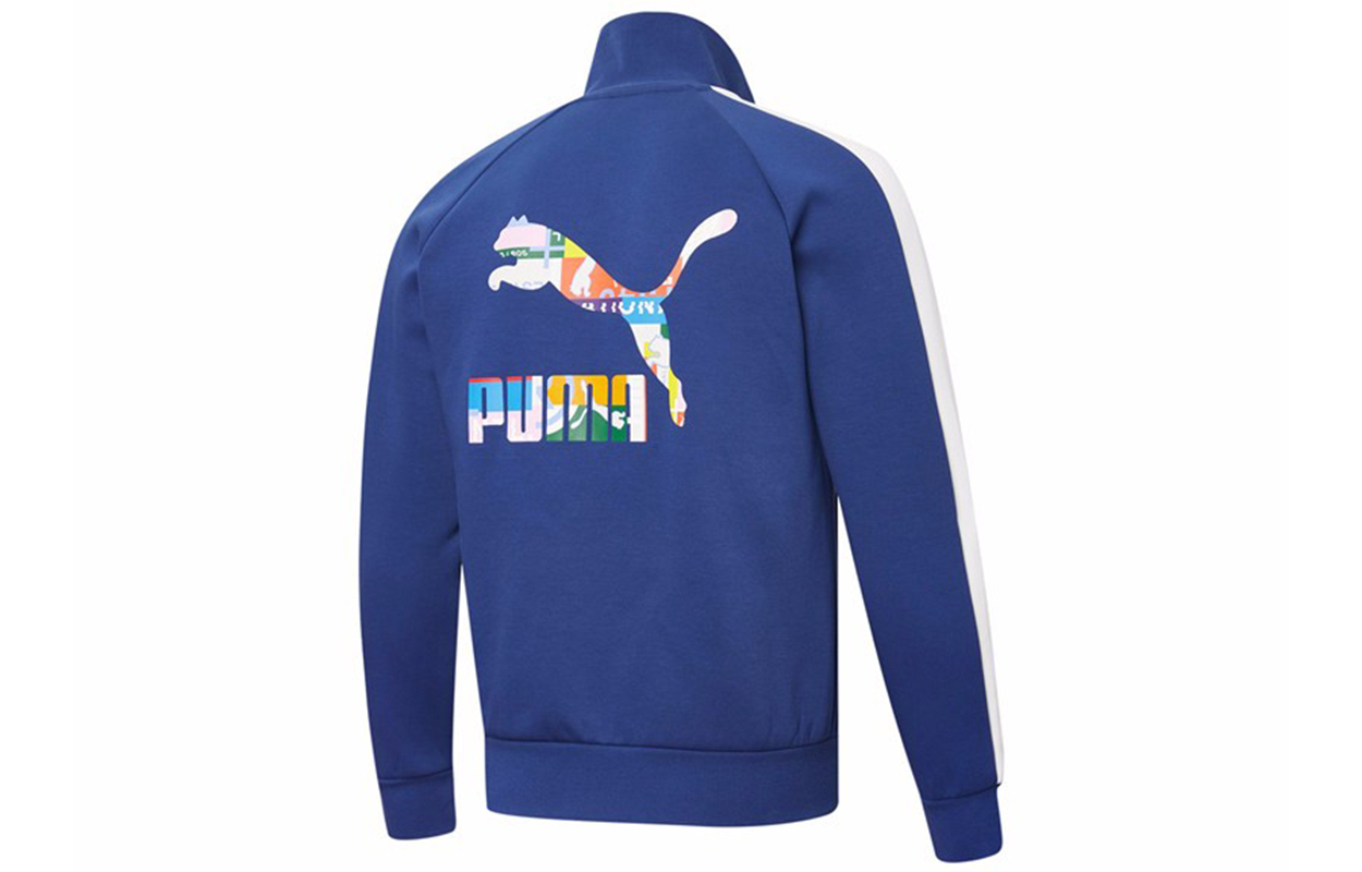 Puma Retro Knitted Track Jacket Blue with Colorblock Stripes 531290-12