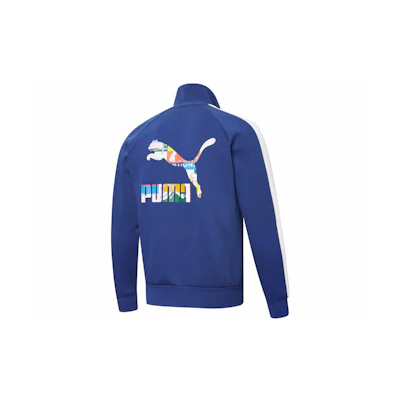 Puma Retro Knitted Track Jacket Blue with Colorblock Stripes 531290-12