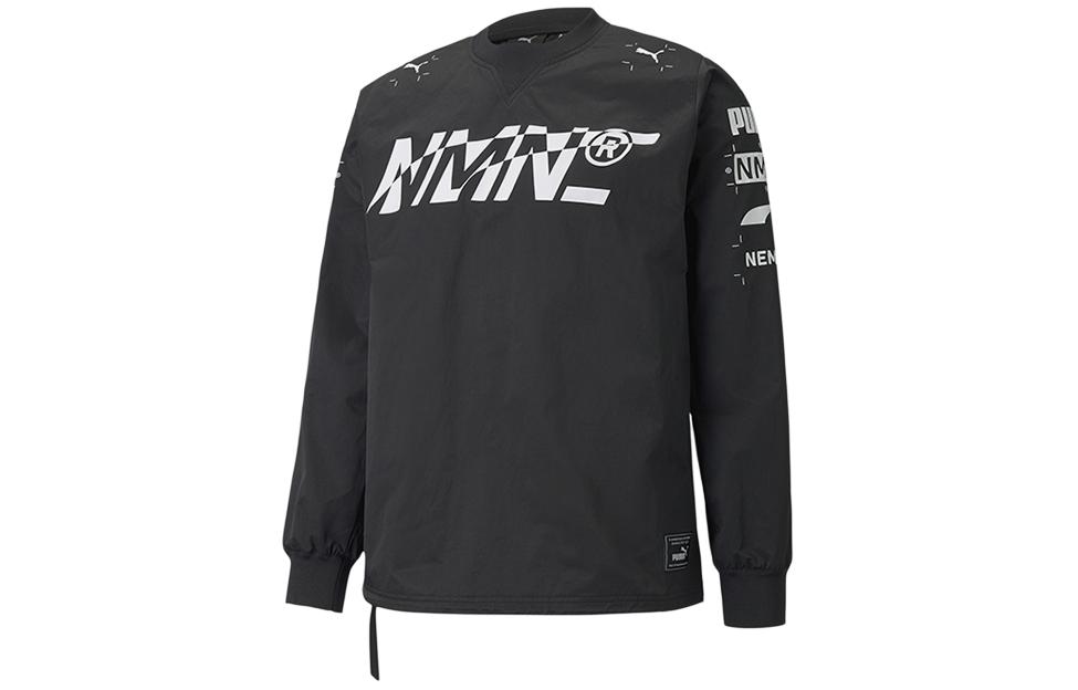 Puma Retro Letter Crewneck Pullover Sweatshirt in Black 530457-01
