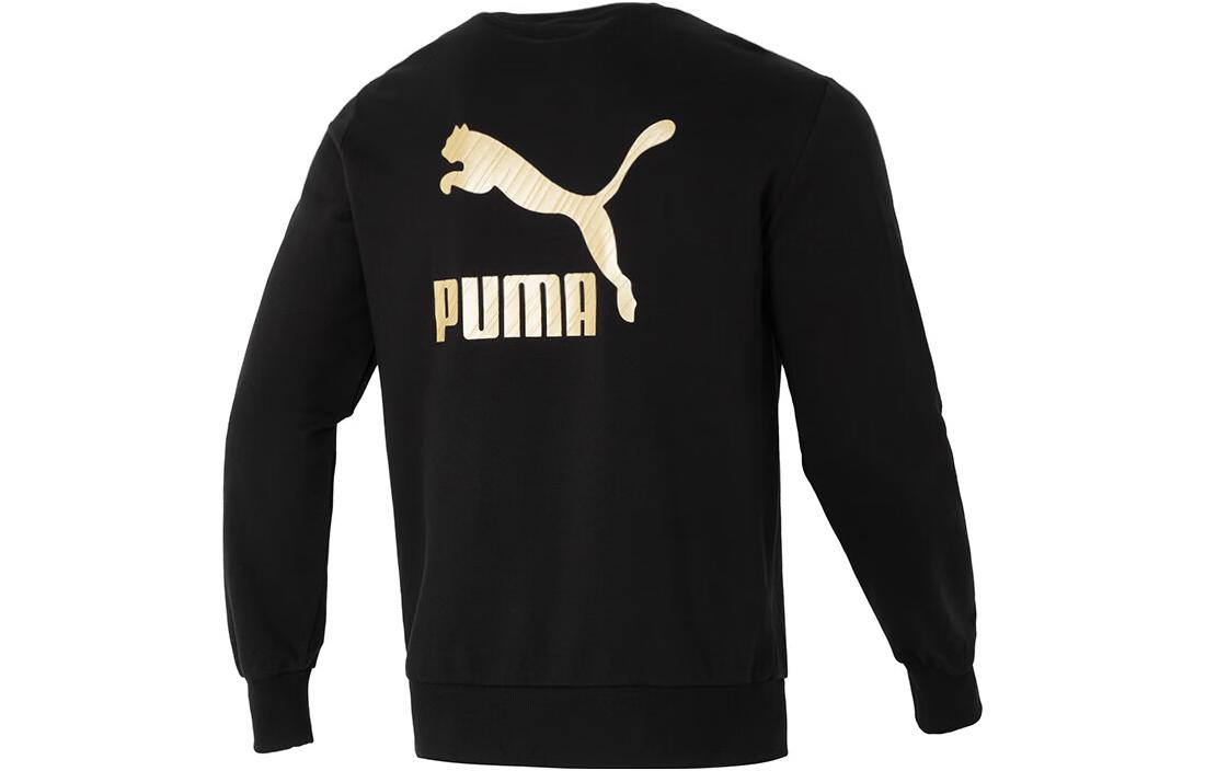 Puma Retro Letter Print Long Sleeve Crewneck Sweatshirt Unisex Black 625825-01