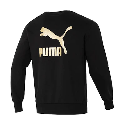 Puma Retro Letter Print Long Sleeve Crewneck Sweatshirt Unisex Black 625825-01