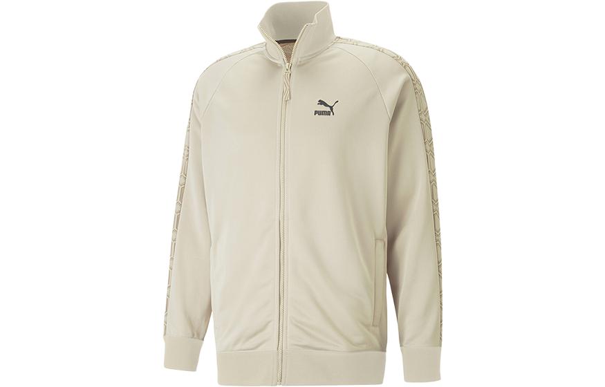 Puma Retro Logo Beige Track Jacket with Sleeve Print 620542-88