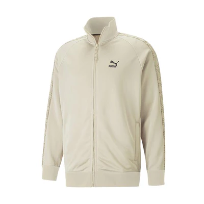 Puma Retro Logo Beige Track Jacket with Sleeve Print 620542-88