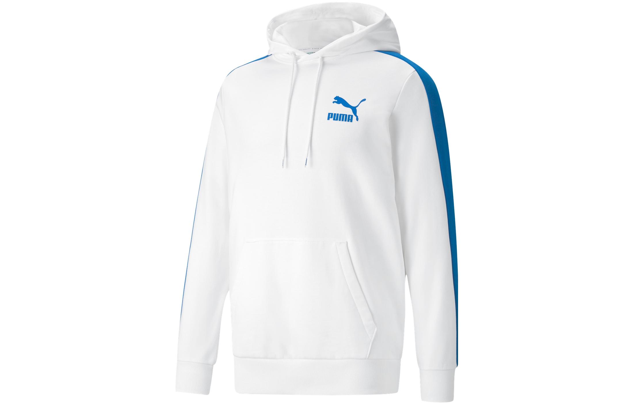 Puma Retro Logo Print Colorblock Hoodie Future Blue Unisex 531354-02
