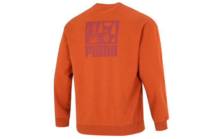 Puma Retro Logo Print Crewneck Sweatshirt in Orange 538780-64