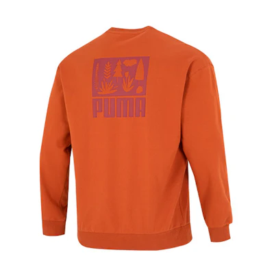 Puma Retro Logo Print Crewneck Sweatshirt in Orange 538780-64