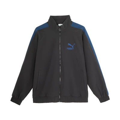 Puma Retro Logo Stand Collar Colorblock Zip Jacket Unisex - Black 628203-01