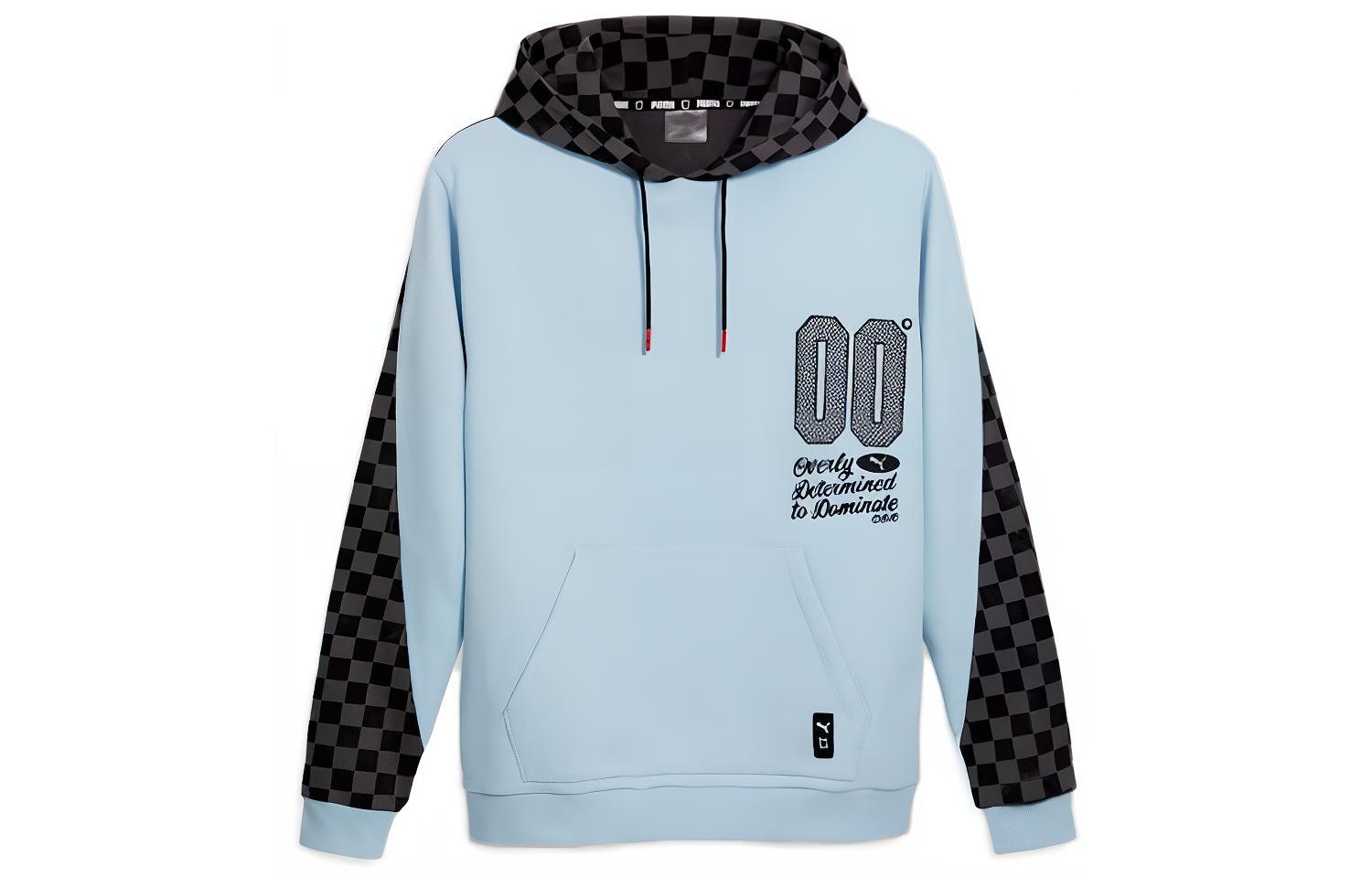 Puma Retro Number Print Hoodie Blue Long Sleeve Pullover 624224-01