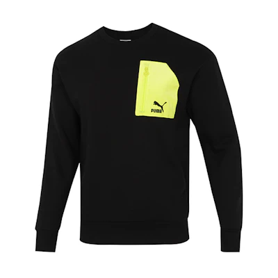 Puma Retro Pullover Sweatshirt with Zipper Pocket in Black 535130-01