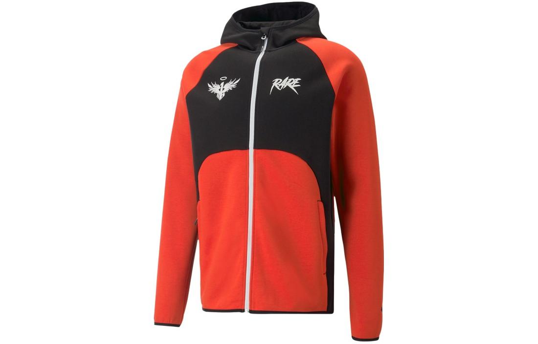 Puma Retro Red Hoodie with Colorblock Letter Print and Zipper 621726-01