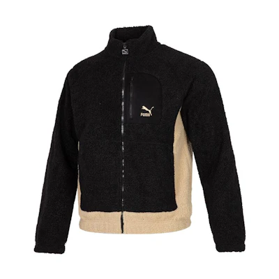 Puma Retro Sports Jacket Black Unisex with Logo Print and Colorblock Design 539914-01